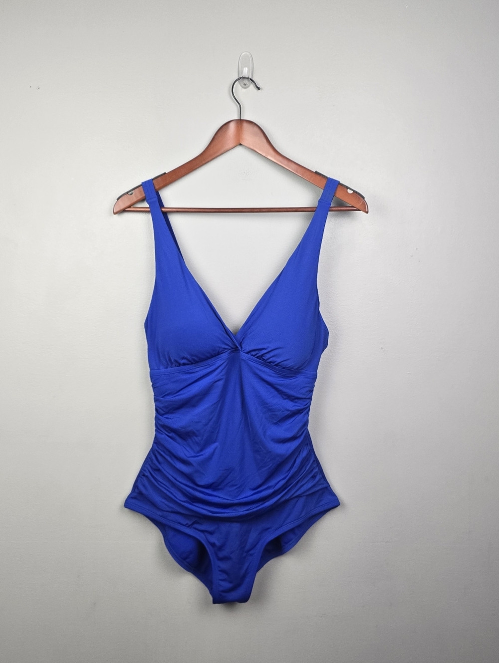 Jantzen Ruched One-Piece Swimsuit Cobalt Blue Womens Size 14 Swimwear Beachwear‎